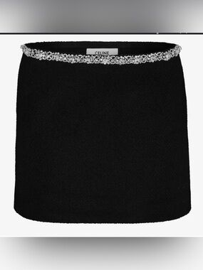 Celine Black Mini Skirt with Silver Embellishments